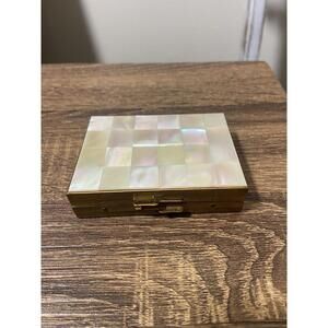 Kigu mother of pearl brass cigarette case compact w mirror